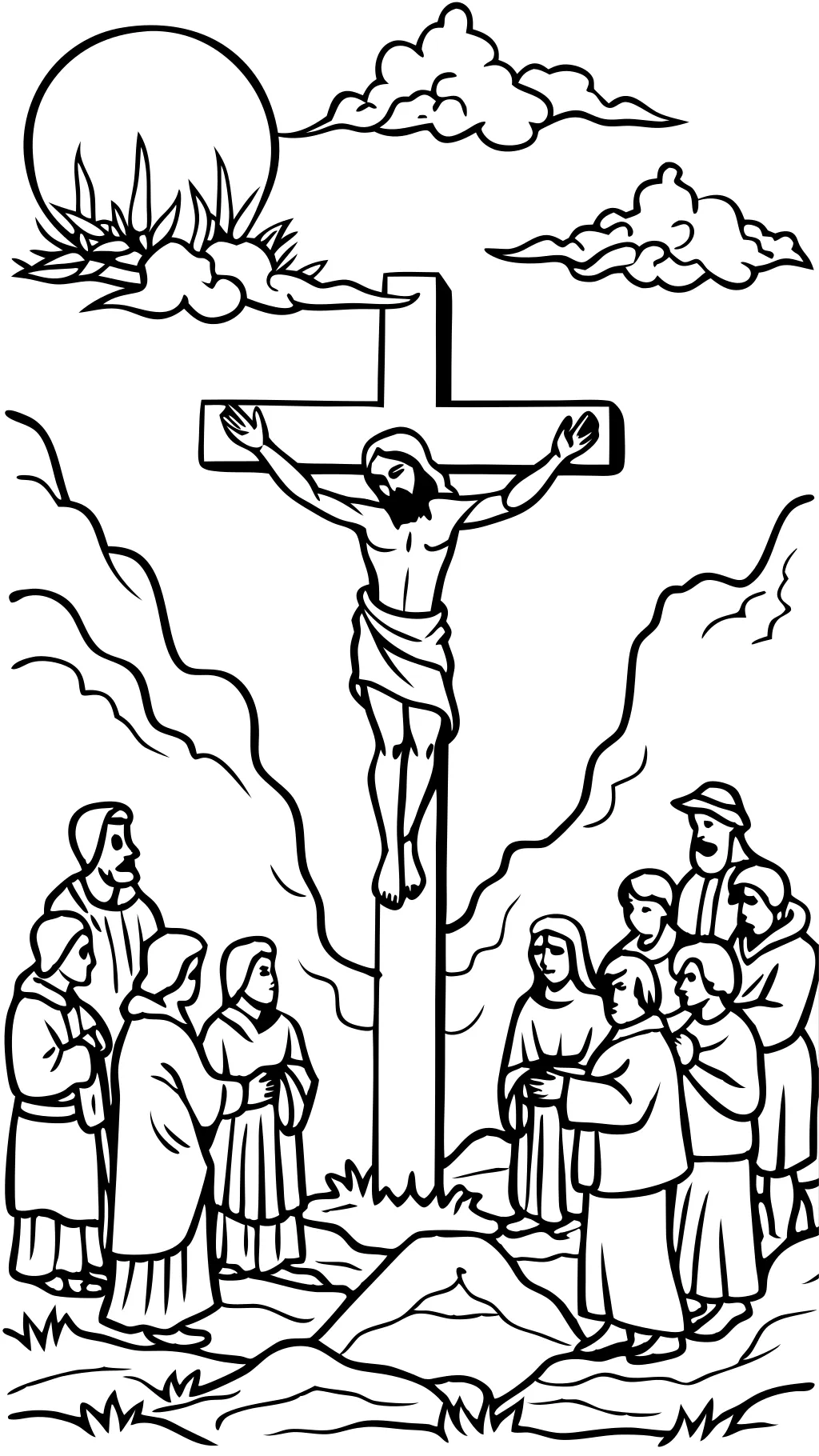 Crucifixión de Jesús para colorear